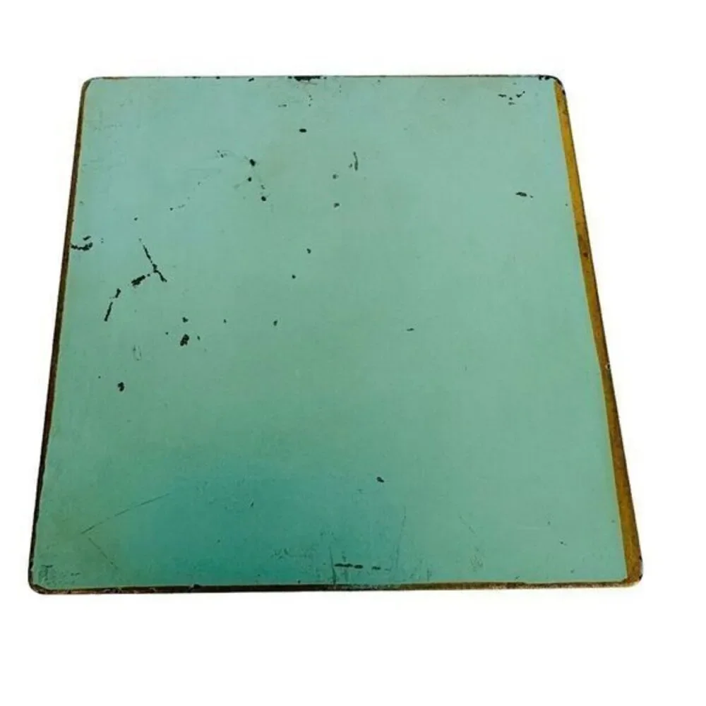 Vintage Hinged Metal Trinket Jewelry‎ Box Blue/Green With Gold Trim 3.75